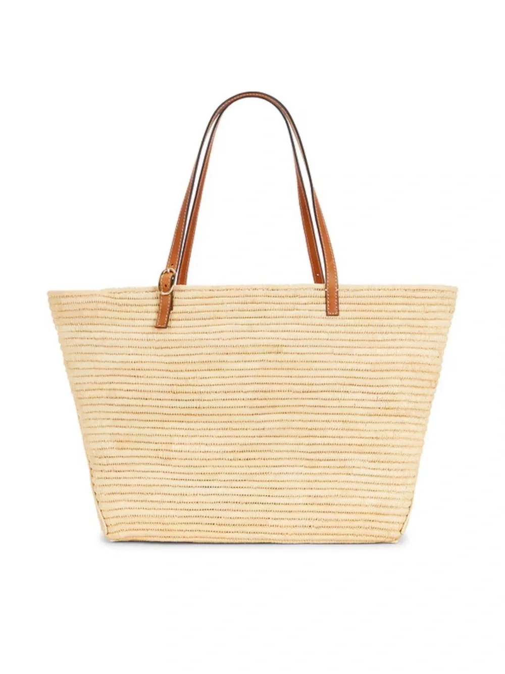 🤎 NWT Tory Burch Ella Structured Raffia Tote 👜 with Tan Leather Straps and Pouch